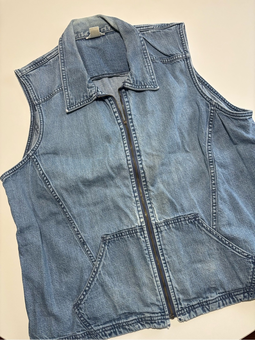 Christopher & Banks Light Wash Blue Cotton Denim Vest